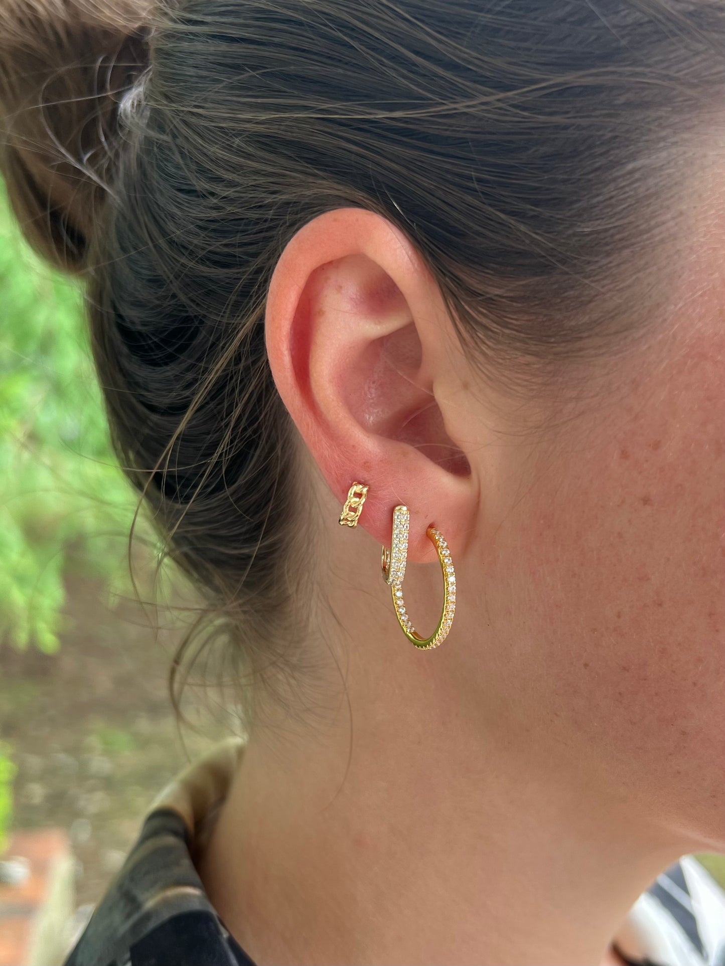 Sophia Pave Hoops in GOLD