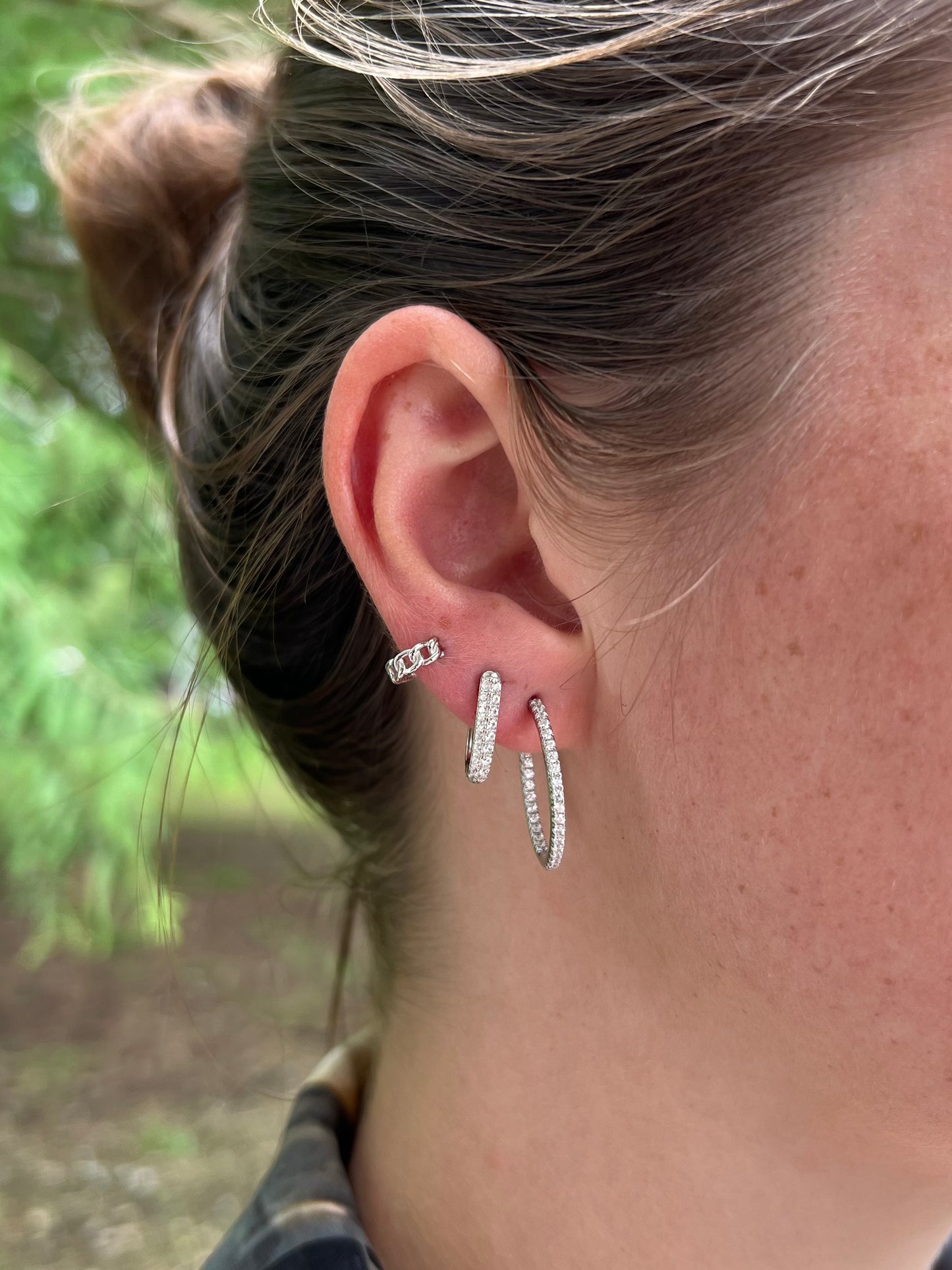 Sophia Pave Hoops in SILVER