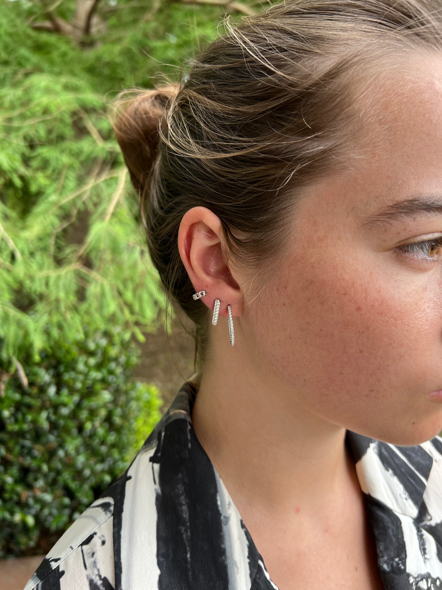 Sophia Pave Hoops in SILVER