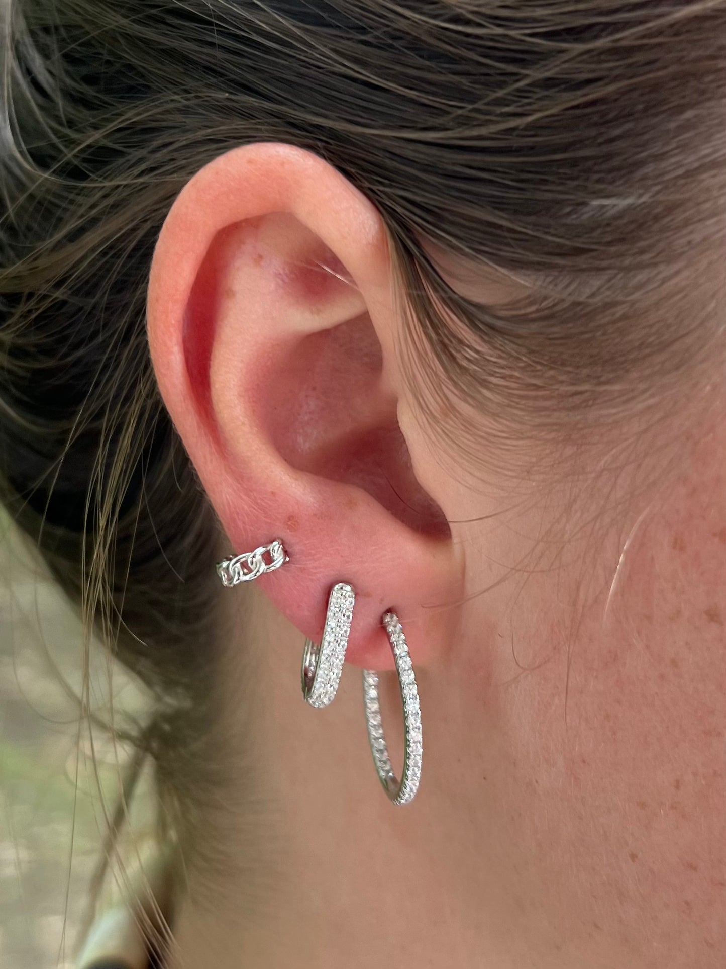 Sophia Pave Hoops in SILVER