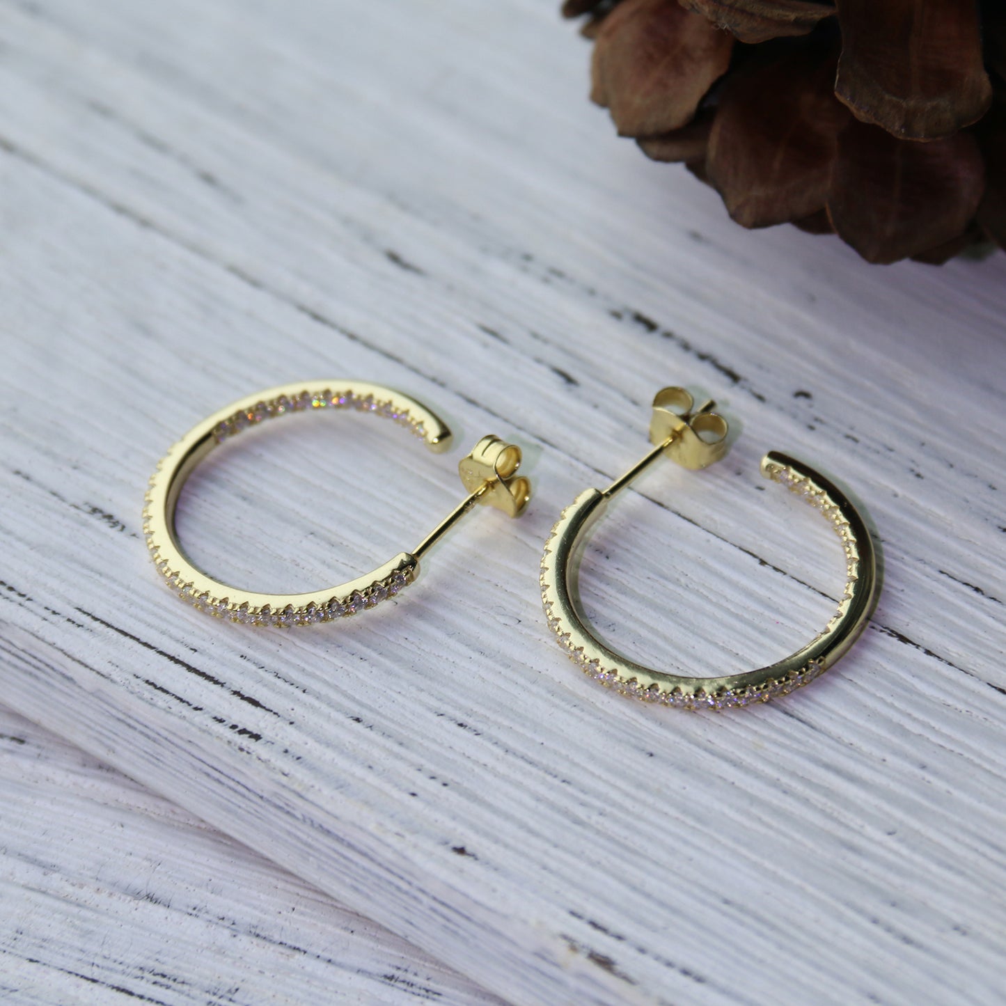 Sophia Pave Hoops in GOLD