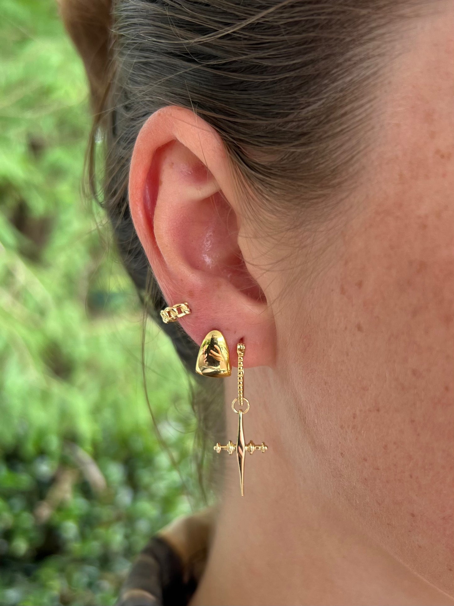 Saint Drop Cross Hoops in GOLD
