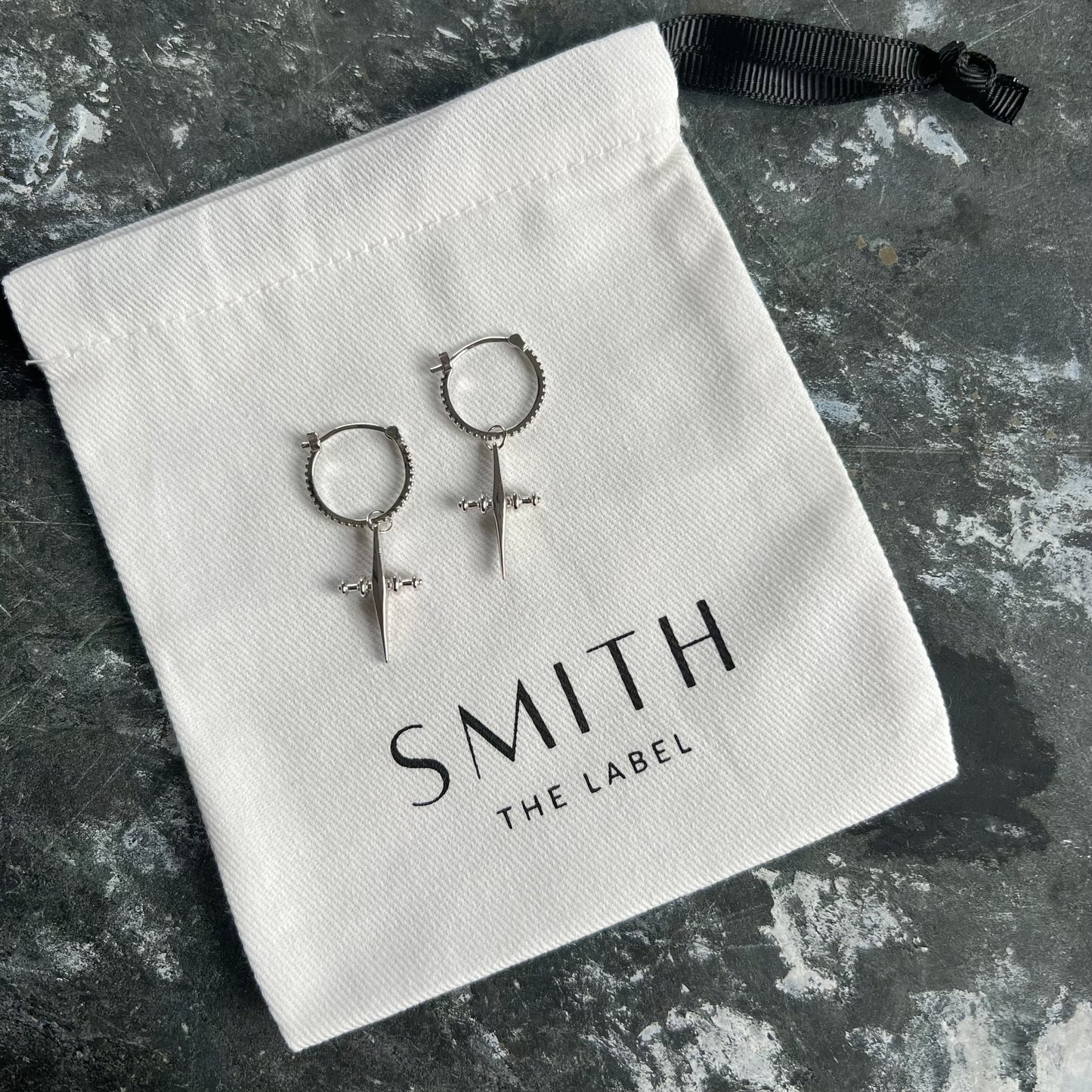 Saint Drop Cross Hoops in SILVER