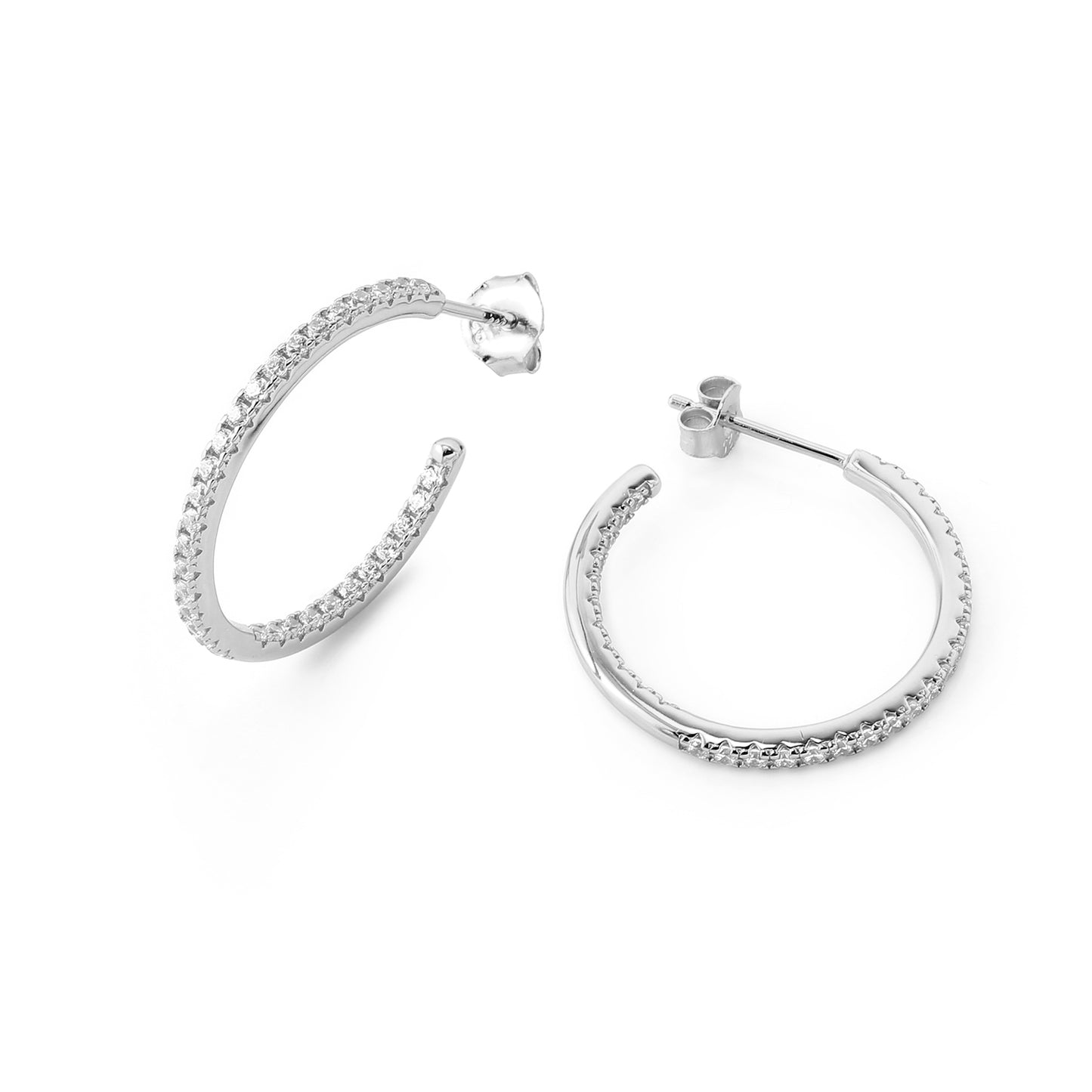 Sophia Pave Hoops in SILVER