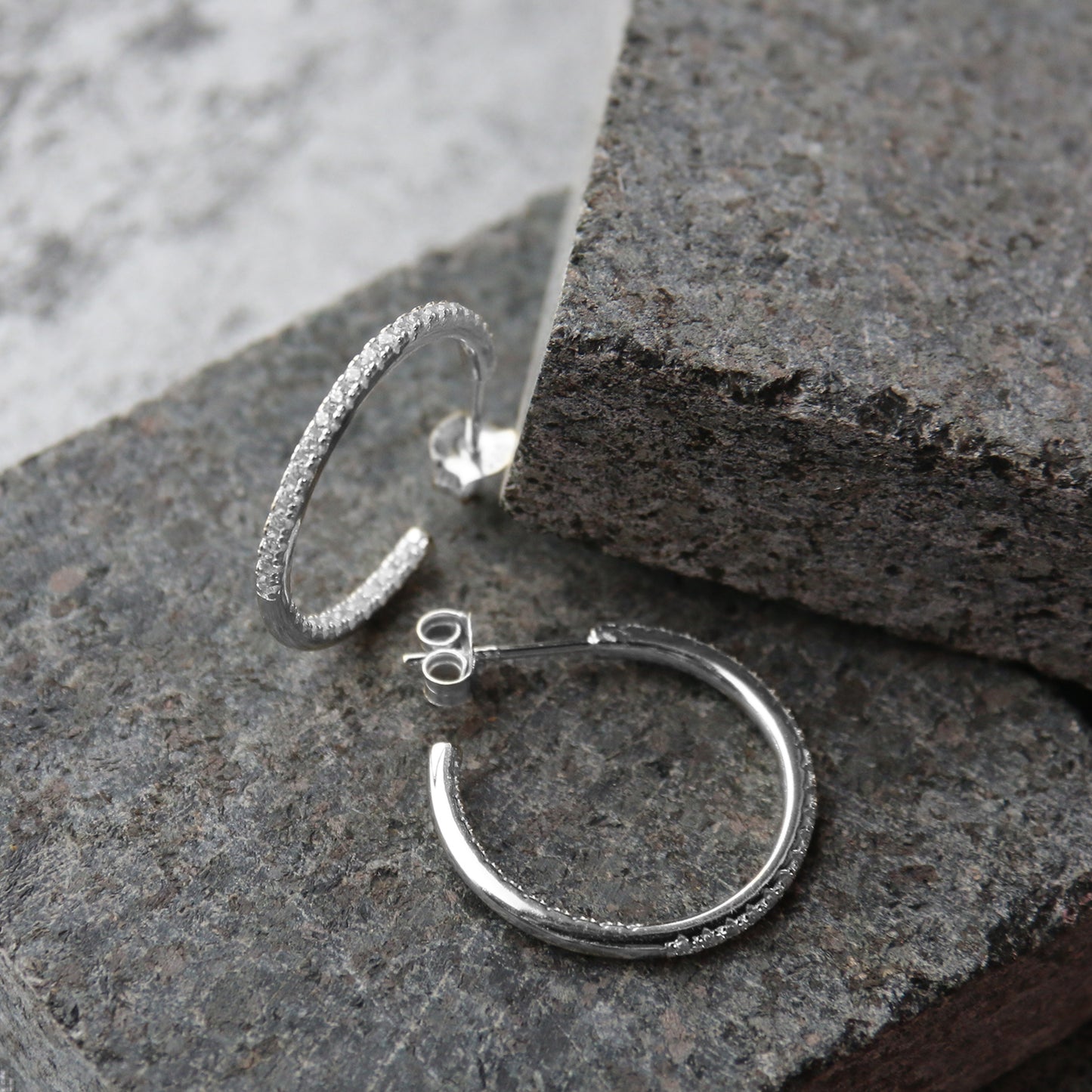 Sophia Pave Hoops in SILVER