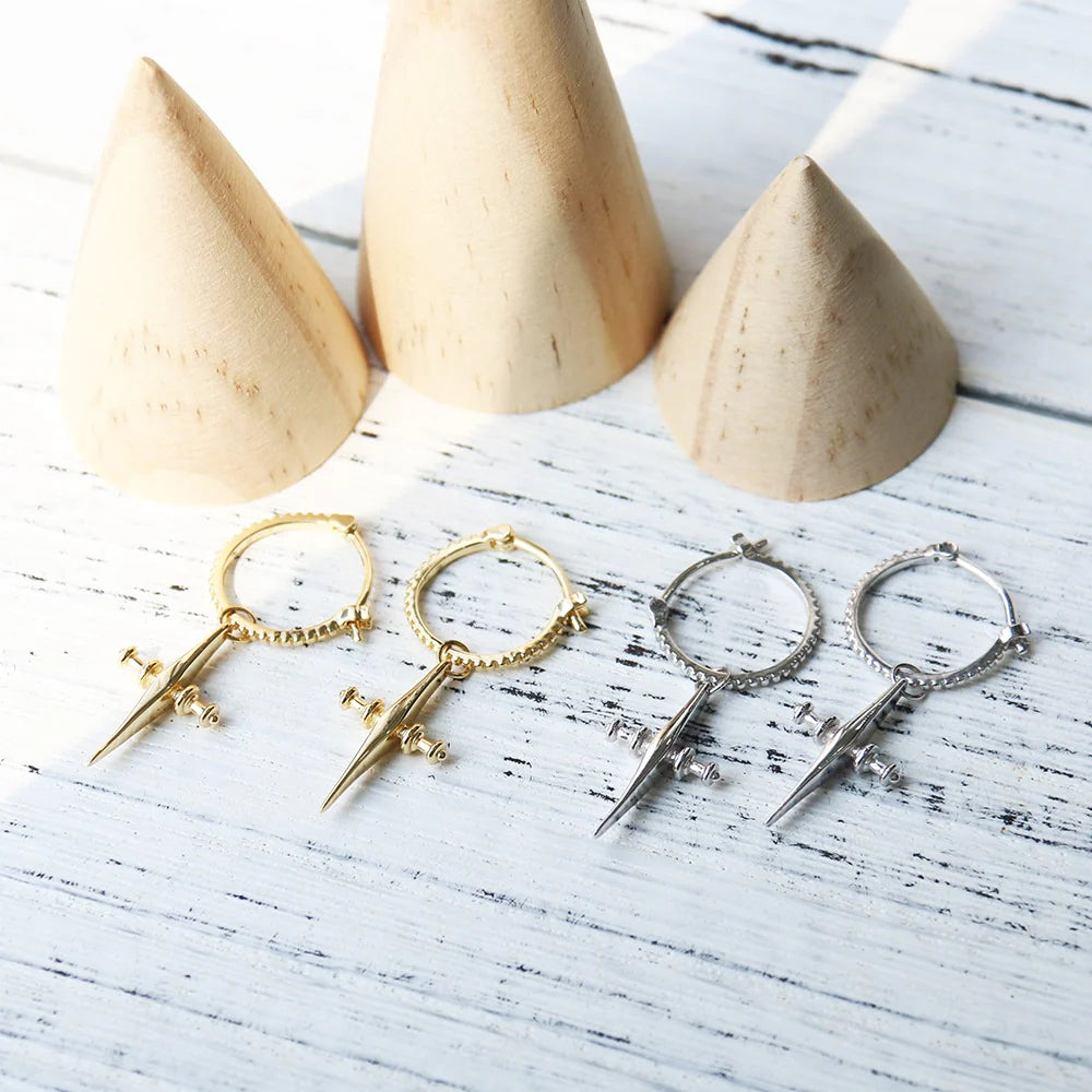 Saint Drop Cross Hoops in GOLD