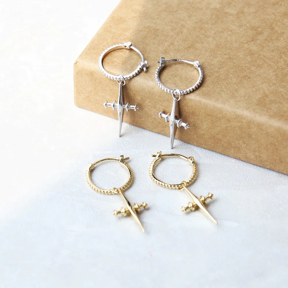 Saint Drop Cross Hoops in SILVER