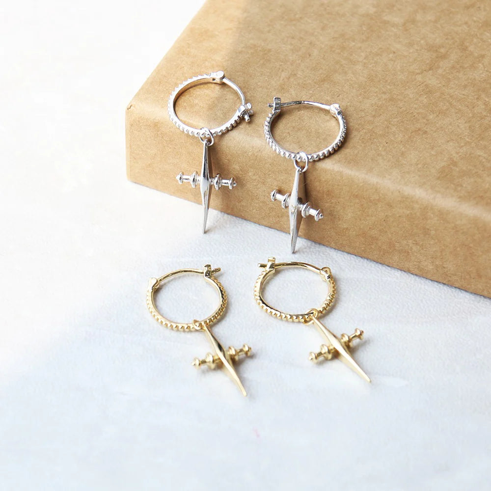 Saint Drop Cross Hoops in GOLD